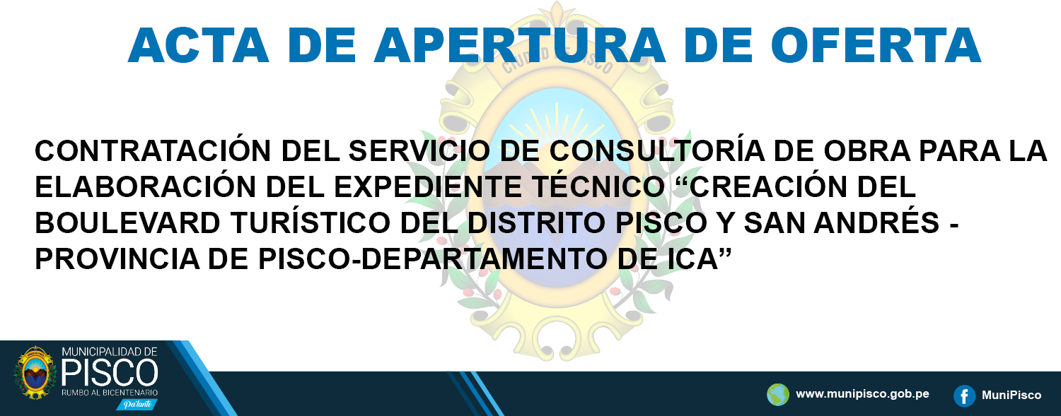 ACTA DE APERTURA DE OFERTA PARA EL BOULEVARD